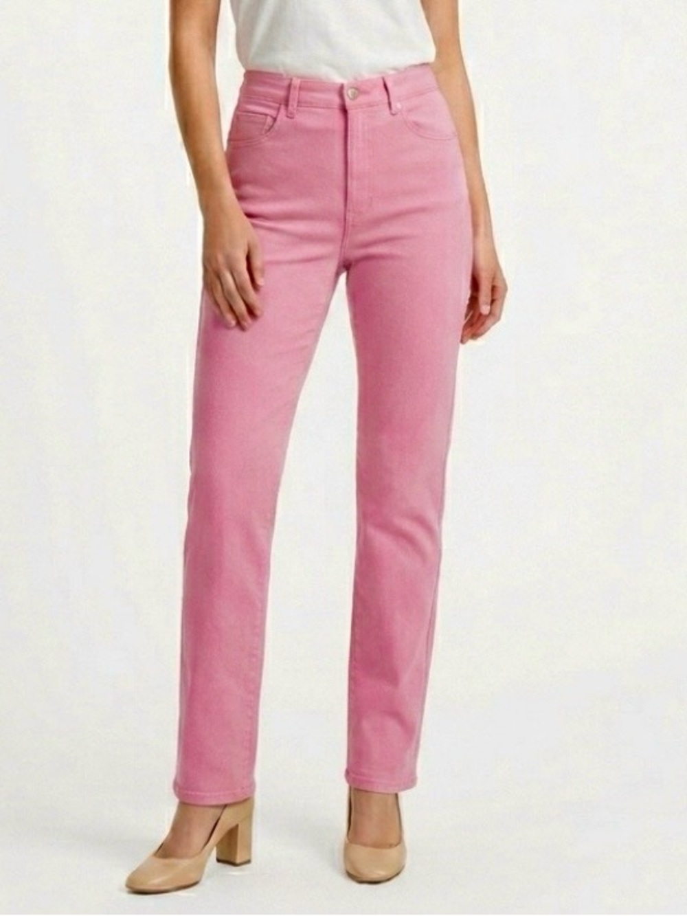 Doncaster Pink Stretch Jeans Straight Leg High Rise NWT 10